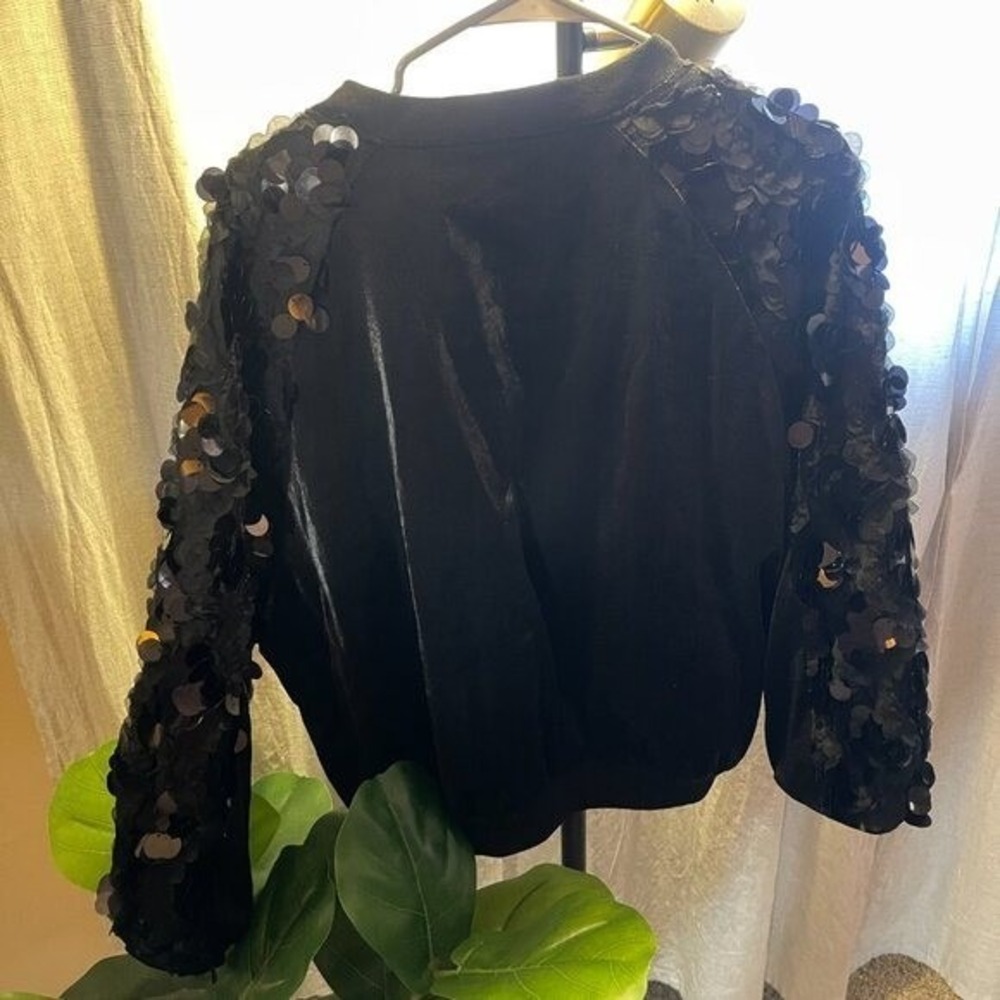 Beulah sequin bomber special occasion oversize glam satin liner going out LG - Picture 6 of 7